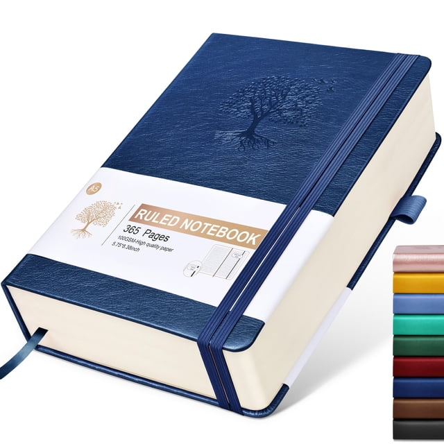Cuaderno de Diario Rayado Ansopu 365 Páginas A5 Tapa Dura Azul Oscuro