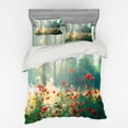 thumbnail image 1 of Ambesonne Nature Bedding Set 4 Pcs, Wild Red Poppy Field, Queen, Red Green Yellow, 1 of 3