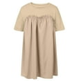 thumbnail image 4 of Dress for Women Summer Pleated Mini Dress Crew Neck Short Sleeve Tunic Dress with Pockets, 4 of 5