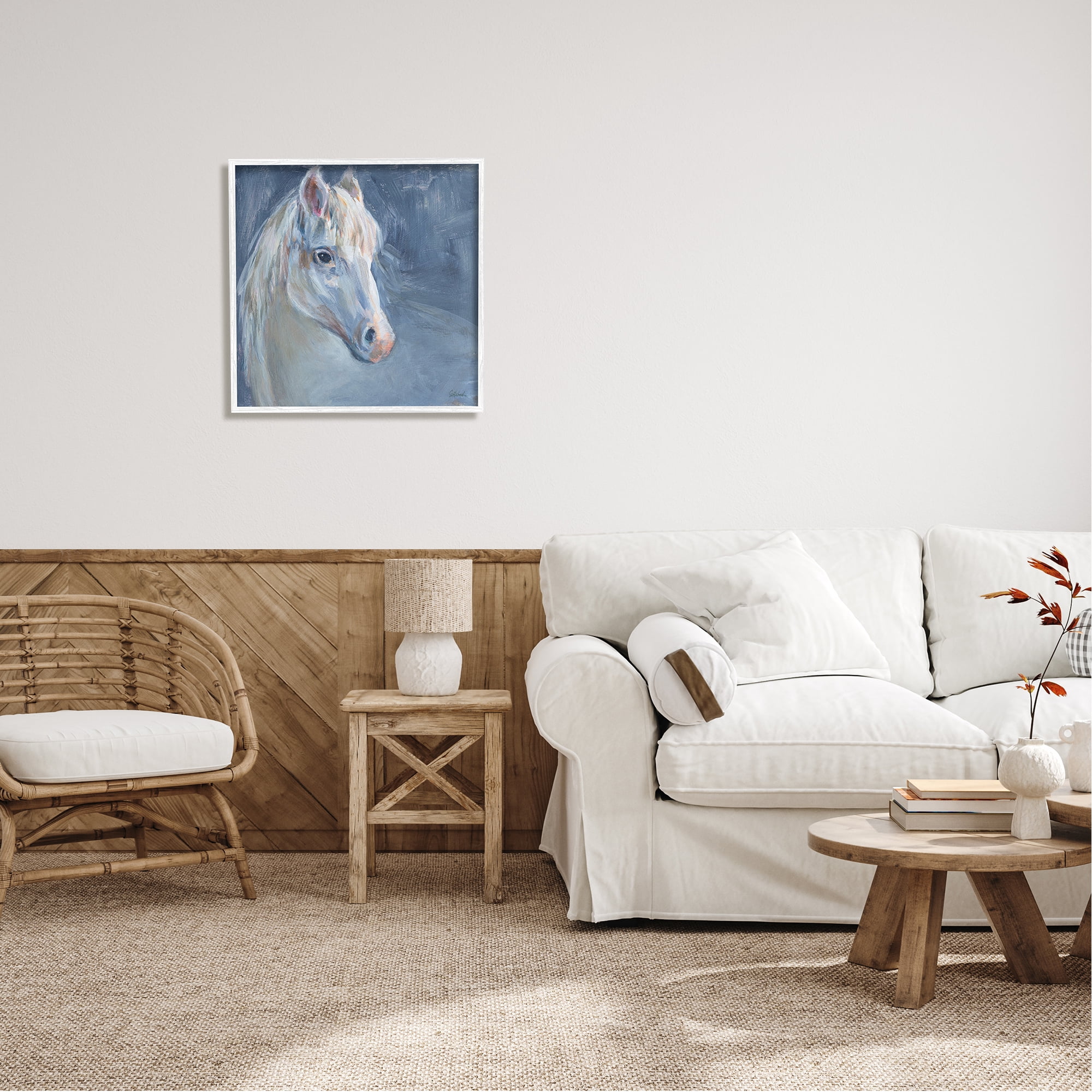 Stupell Industries Gentle Gray Horse Painting Animals & Insects Painting White Framed Art Print Wall Art, 24 x 24
