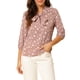 thumbnail image 5 of Blusa de cuello con lazo y puños elásticos impresos para mujer Inspire Chic M Rosa Polvoriento, 5 of 8