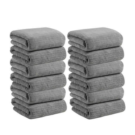Hiroekza 12Pcs 100% Cotton Hand Towels Set for Bathroom Face & Shower Towels - Skin-friendly, Soft, Absorbent for Gym & Spa Use, Hand Towels Bulk Pack Gray