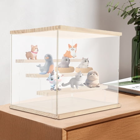 4 Tier Clear Acrylic Display Case Stand Storage Box for Collectibles or Retail Display Anime Figures Perfume Lipstick, Dustproof Showcase Countertop Organizer Case