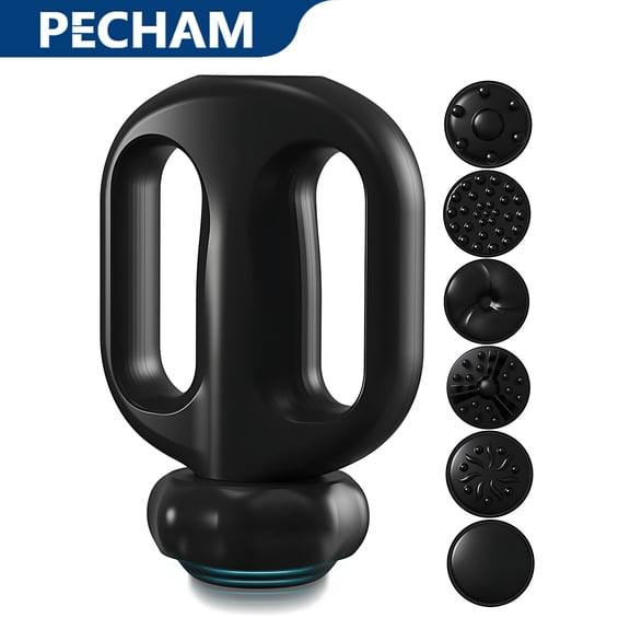 Pecham Massage Gun, Handheld Electric Massage Gun, Body Massager Muscle Massage Gun for Pain Relief Deep Tissue with 6 Massage Heads, Gift for Men & Women - Black