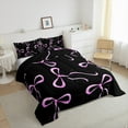 thumbnail image 3 of jejeloiu Kawaii Cute Bowknot Bedding Comforter Set,Chic Ribbon Bow Tie Twin Comforter Sets,Pink Black Bedding Set For Girls,Microfiber Bedroom Decor Reversible,2-Piece, 3 of 8
