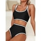 thumbnail image 3 of Conjunto de bikini Herseas para mujer, negro, talle alto, acolchado, XL, 3 of 6