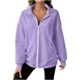 thumbnail image 6 of Bnwani Sweatshirt for Women Drop Shoulder Womens Tops with Side Pocket Zippered Long Sleeve Hoodless Sweatshirts Purple XL, 6 of 8