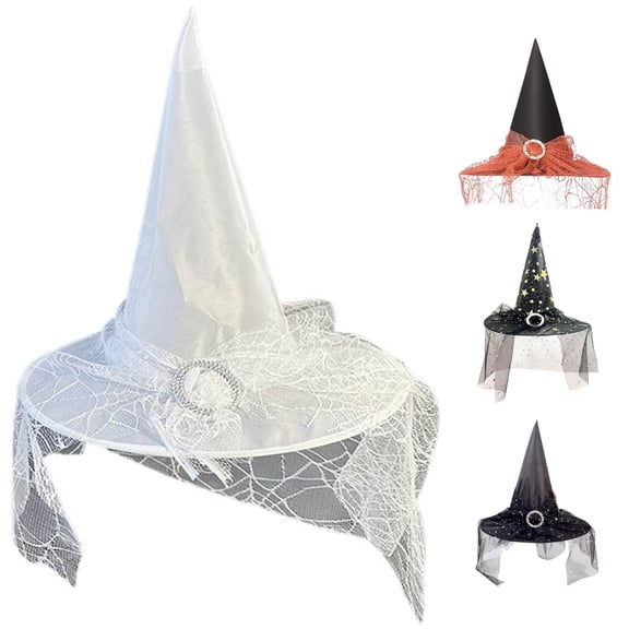 Gothic Theme Party Glamour Witch Hat for Role Play Elegant Papercraft Design for Events White