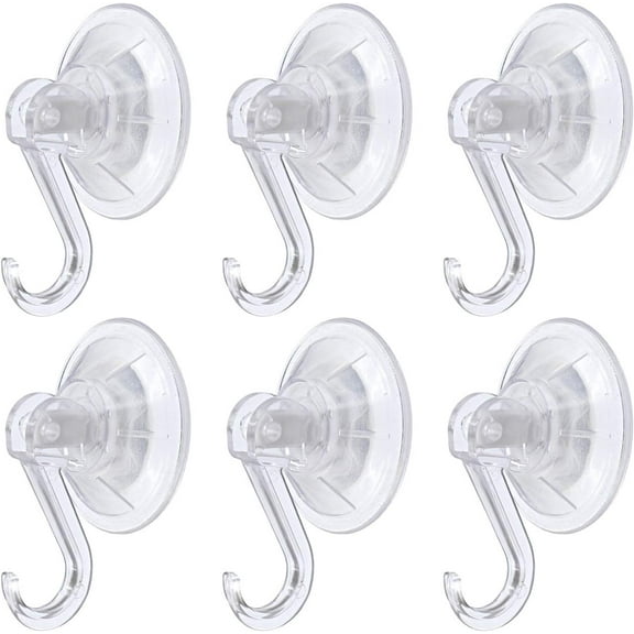 Clear Plastic Suction Cup Hook,6 Pack Ultra Heavy Duty Hooks Strong Power Lock Hooks Vacuum Traceless Hooks Smooth Waterproof Oil-Proof Wall Shower Kitchen Window Bathroom Holder