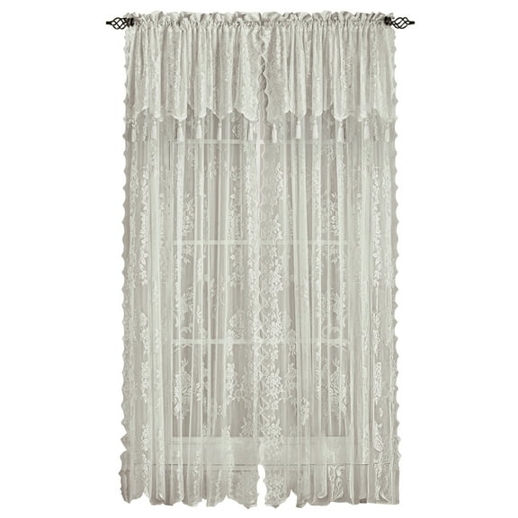 Collections Etc Carly Sheer Floral Lace Design Curtain Panel and Valance