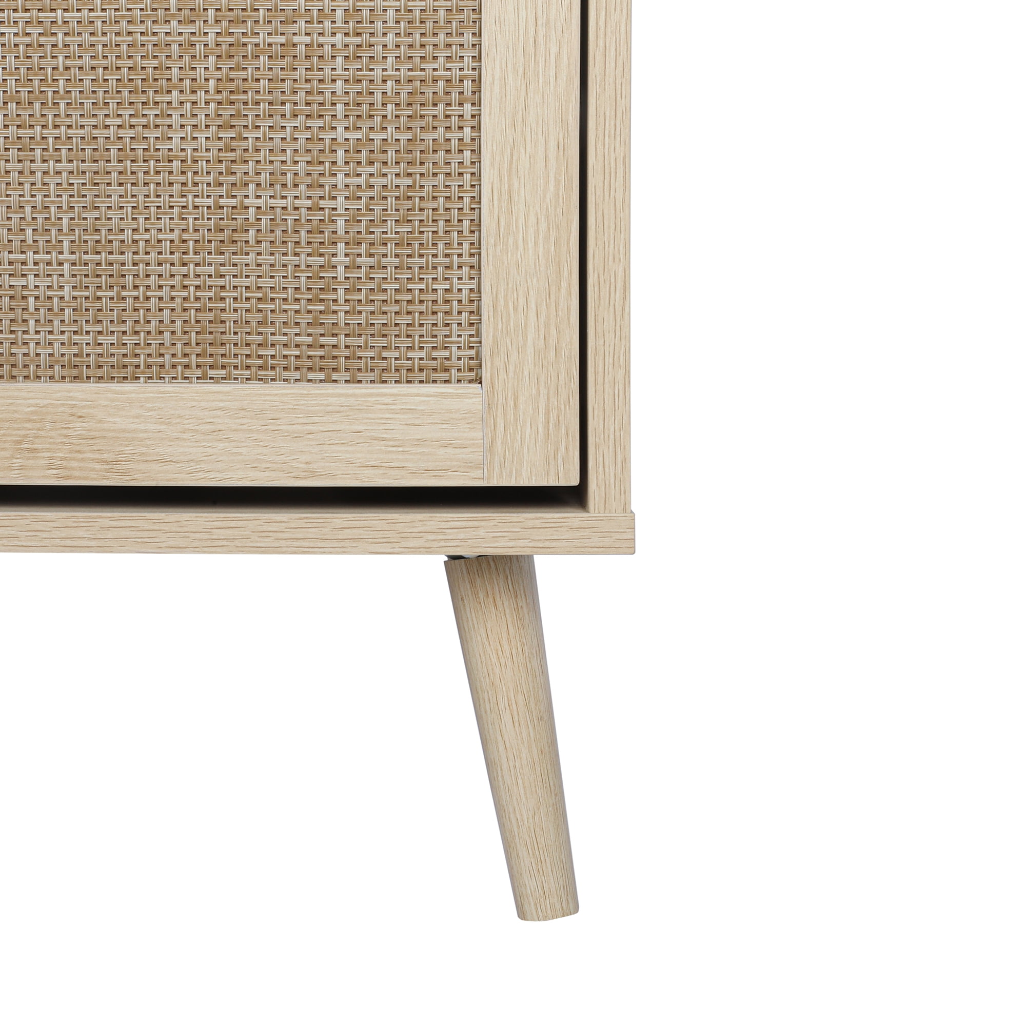 Kadyn 41.34" Natural Rattan 4 Door Shoe Rack, Freestanding Shoe Rack Storage Organizer for Entryway, Shoe Storage Cabinet