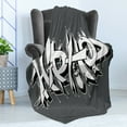 thumbnail image 4 of Hip Hop Soft Flannel Fleece Blanket, Hip Hop Urban Grafitti and Spray as Rebel Teen Style Illustration Print, Cozy Plush for Indoor and Outdoor Use, 50" x 60", Black White and Grey, by Ambesonne, 4 of 5