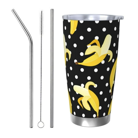 

Tideii Banana for 20OZ Car Cup Stainless Steel Cold and Hot Cup with Lid Suitable for Outdoor and Home Unisex-Straw Three-piece Set
