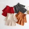 thumbnail image 2 of 0-5Y Enfants Bébé Filles Tops Pull Robe Volants Manches Longues Solide Tricot Chaud Robe une Ligne Robe Tenue Automne Hiver, 2 of 5