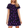 thumbnail image 3 of Outfits for Women Short Sleeve Graphic Print Crewneck Loose Fit Nightgown Dress Loungewear Black LWomen's Clothing Sets, 3 of 6