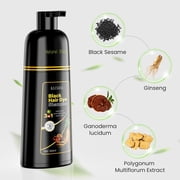 KAISASA Black Hair Dye Shampoo 3 in 1, Hair Color Shampoo for Women and Men, Hair Dye to Cover Gray Hair, Herbal Ingredient Shampoos for Grey Hair Coverage 16.9fl oz (Black)