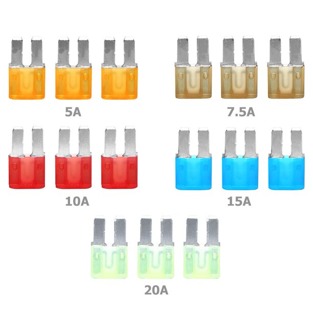 Fusible De Hoja Micro2 15 Uds Micro2 fusibles 5A 7.5A 10A 15A 20A Kit surtido de fusibles de cuchilla automotriz para coche