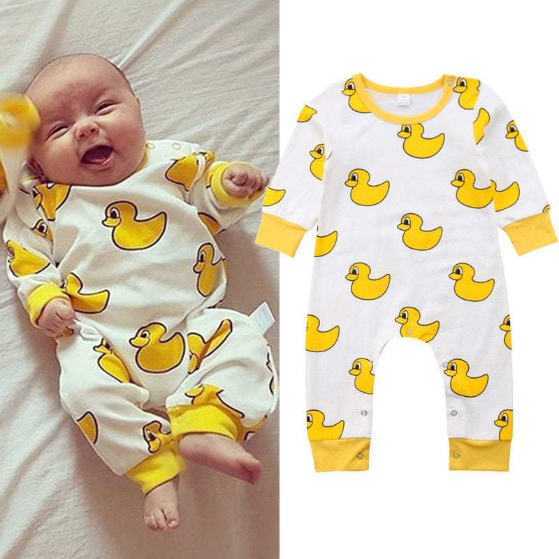 Newborn Baby Rompers,Toddler Infant Girls Boys Cotton Jumpsuit Cartoon Duck Playsuit Outfit Clothes