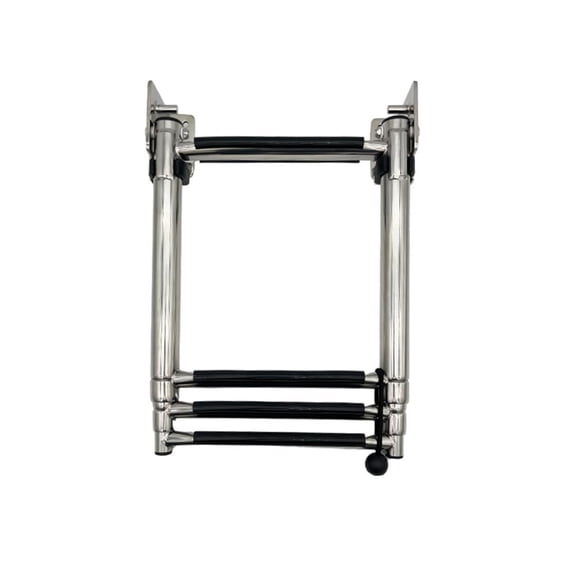 MARINE CITY 3-Step Telescoping Boat Ladder with Self-Locking Clips 316 Stainless Steel, Compact & Foldable, Non-Slip Steps, Universal Transom Mount Ideal for Boats, Pontoons & Divers