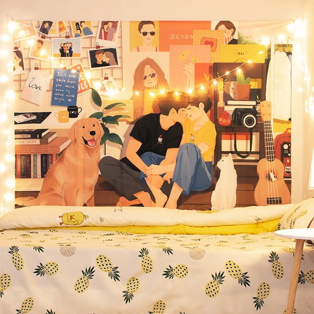 Papel pintado de pared de estilo nórdico, ideal para fotos, ideal para dormitorios y parejas. Tela de terciopelo grueso de 100 x 70 cm, con lámpara Starlight de 3 m.