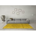 thumbnail image 3 of Ahgly Company Machine Washable Indoor Round Abstract Yellow Modern Area Rugs, 5' Round, 3 of 4