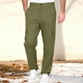 thumbnail image 2 of Turilly Mens Outdoor Cargo Pants Solid Color Casual Clothes Pockets Full Length Pants with Elastic Waist, 2 of 6