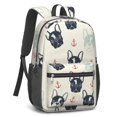 thumbnail image 2 of French Bulldog and Anchor Cream 17" School Backpacks for Teens,Waterproof Oxford Fabric,S-Shape Padded Straps for School,Travel,Hiking,Camping, 2 of 6
