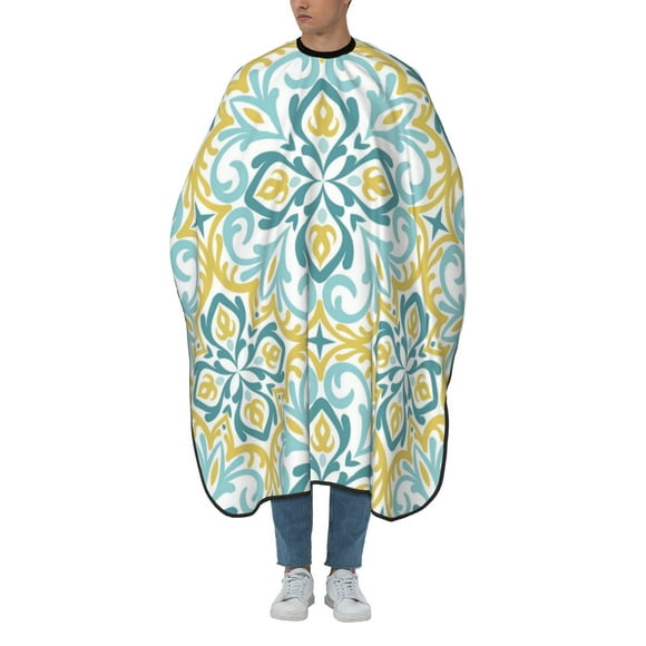 ZICANCN Hair Cutting Cape for Adults, Cyan Floral Motif Tribal Cape Salon Barber Cape for Hair Stylist Shampoo Capes Waterproof, 55x66 Inches