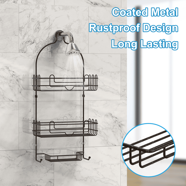 Bextsrack Hanging Shower Caddy, Sus201 Stainless Steel Bathroom Shower Head Caddy Organizer Rack for Shampoo, Conditioner, Soap, Towels and More