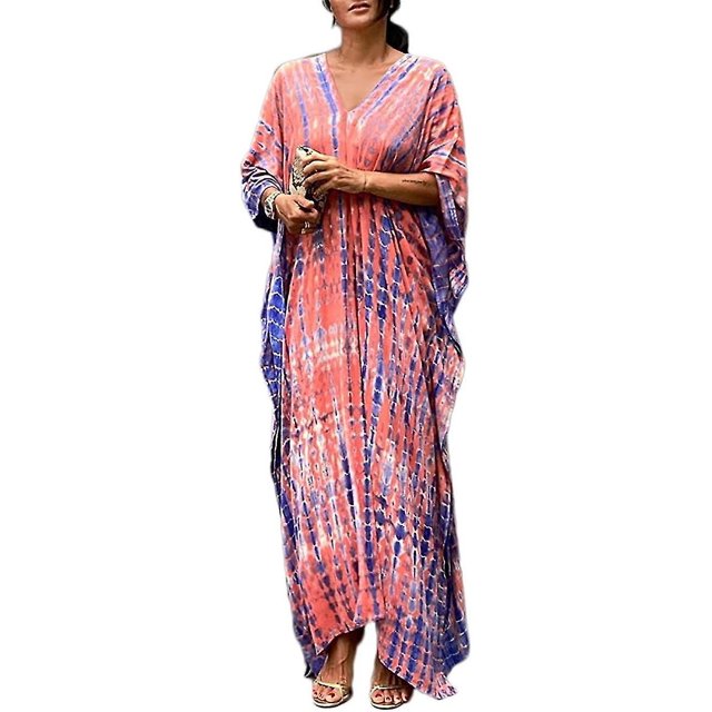 Robe de Plage à Imprimé pour Femmes à Manches Courtes, Grande Taille, Couvre-Maillot