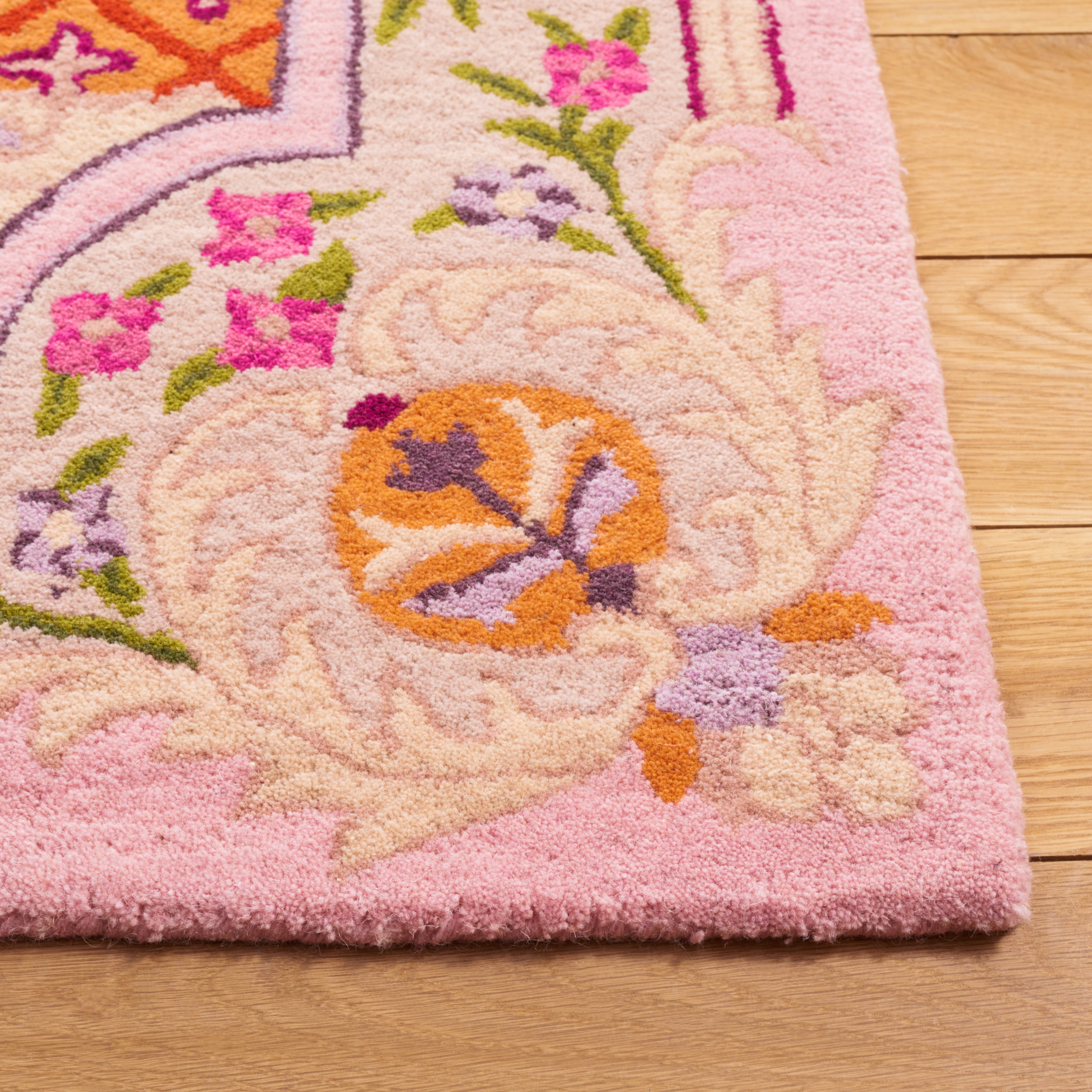 SAFAVIEH Bellagio Chandler Floral Wool Area Rug, Blue/Pink, 2'6" x 4'