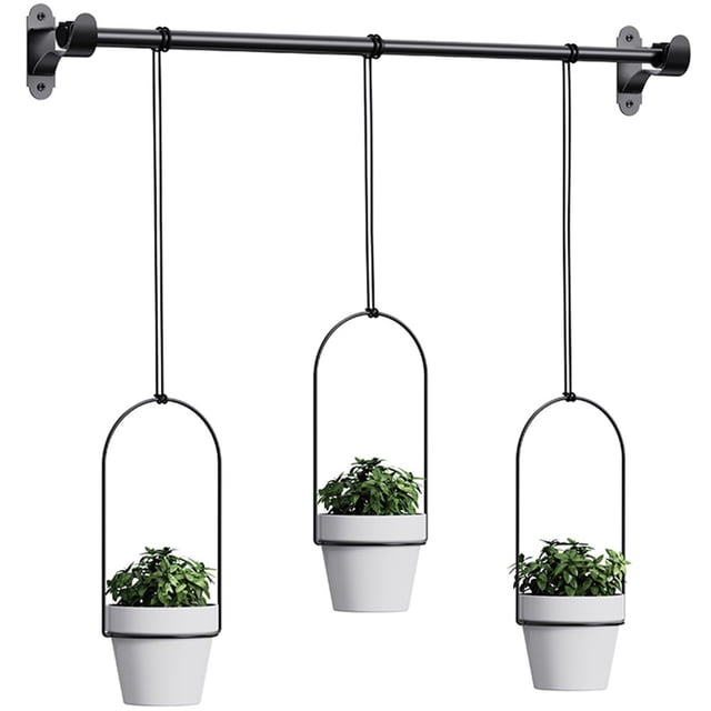 DEBGFS Triflora Hanging Planter with 3 Pots for Window Wall Hanging Plant Hanger Herb Garden Indoor Adjustable Plant Hanger Home Decor Hanging Plant Flower Pot Holder for Kitchen Balcony,black