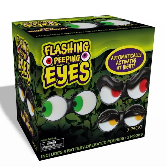Joyfy 3 Pack Halloween Flashing Spooky Eyes Lights Decorations Outdoor Indoor, Dark-activated Battery Operated Glowing Eyes with Timer,Hangable Halloween Light Decorations for Car Yard Lawn Garden