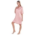 thumbnail image 5 of Women's Satin Nightgown Short Sleeve Sleepwear Plaid V Neck Sleep Shirt Silk Nighty Pajama, 5 of 10