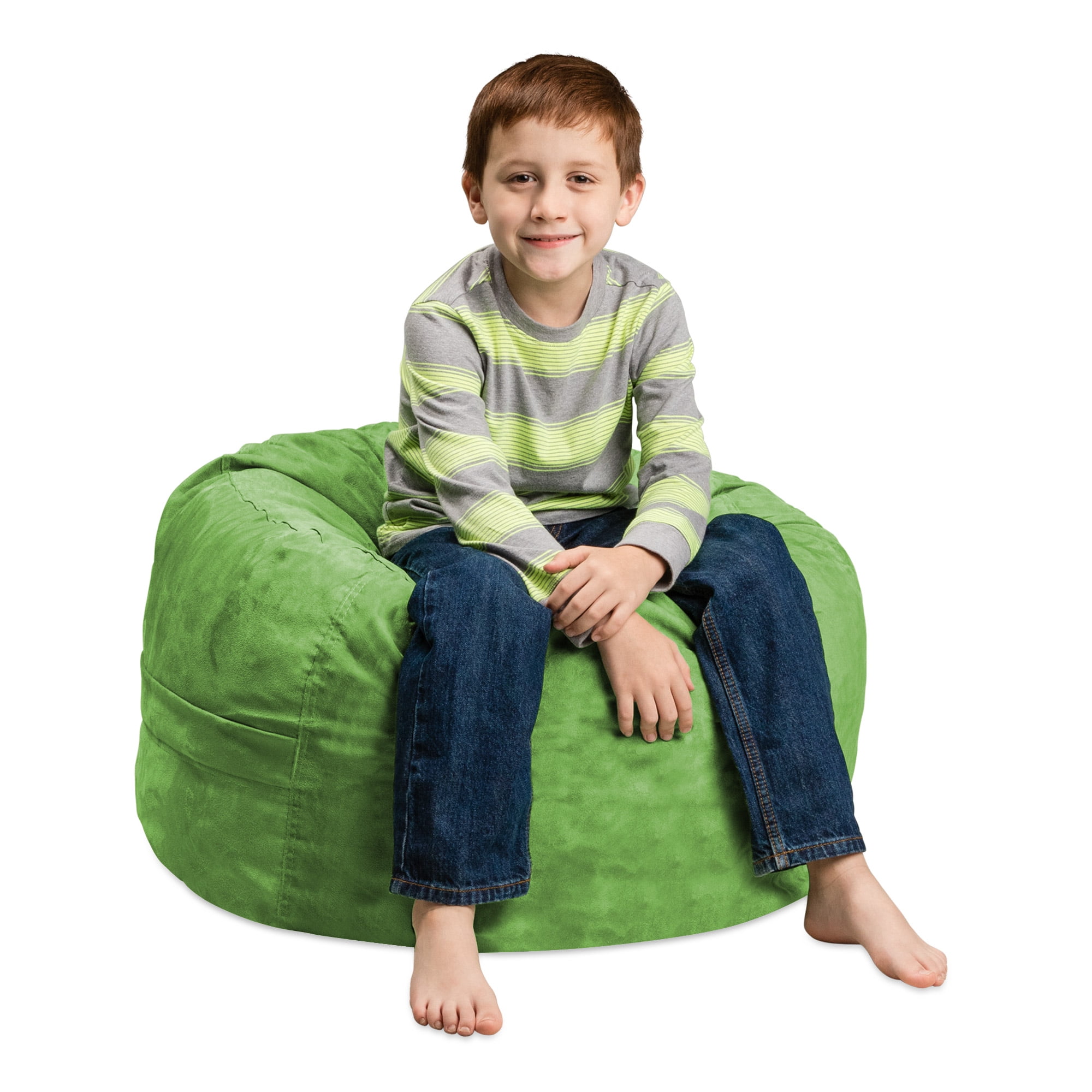 Chill Sack Bean Bag Chair, Memory Foam Lounger with Microsuede Cover, Kids, 2 ft, Lime