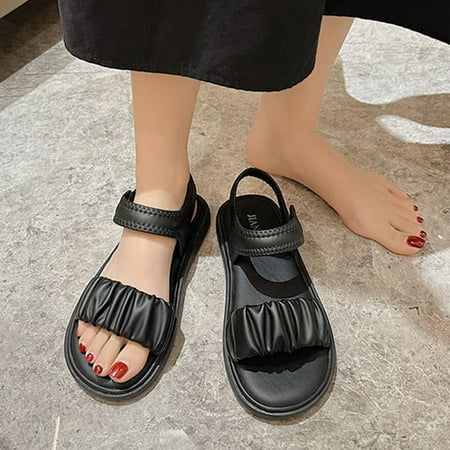 

Sandals for Women Aoujea Holiday Savings Summer Fashion One Line Thick Sole Women s Shoes Casual Open Toe Sandals Black 4.5 on Clerance