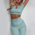 thumbnail image 5 of Yoga Set Women Workout Sets 2 Piece Seamless Ribbed Tank High Waist Trousers Yoga Outfits, 5 of 5