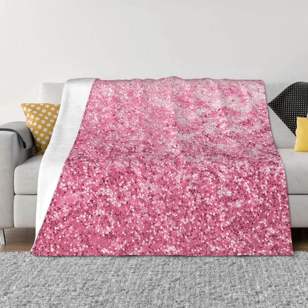 Fotbe Pink Glitter Manta de Franela con Estampado, Manta Ultrasuave para Cama, Sofá, Auto, Hipoalergénica y Antibolitas-50"x40"