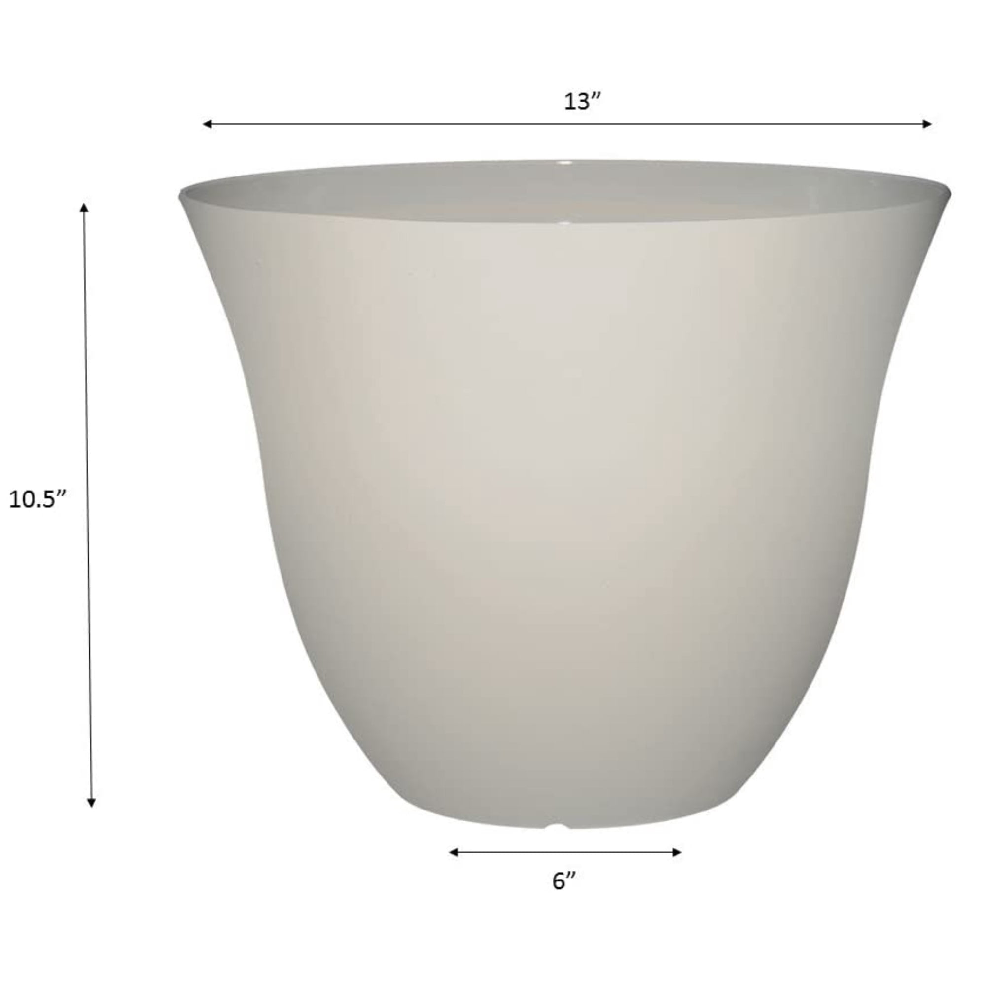 Classic Home and Garden Indoor/Outdoor Round Resin Honeysuckle Planter Pot, White Vanilla, 13in