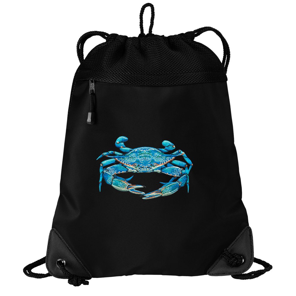 Broad Bay Cotton Blue Crab Drawstring Bag TWO SECTION Blue Crabs
