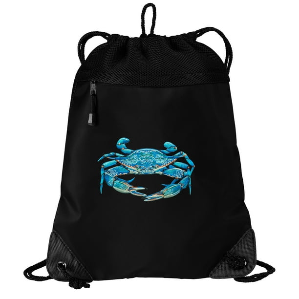 Broad Bay Cotton Blue Crab Drawstring Bag TWO SECTION Blue Crabs