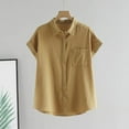 thumbnail image 4 of Ovbmpzd Tops for Women 2025 Yellow Cap Sleeve Business Workout Solid Collared Button down Shirts Womens Shirts XL, 4 of 4