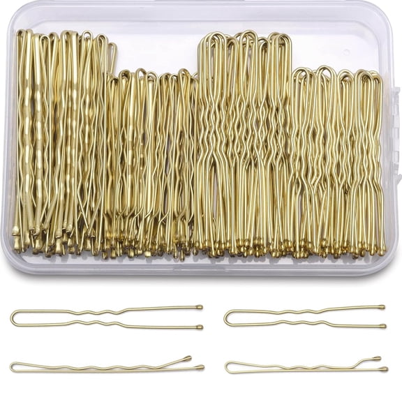 BZCOE 200 Pcs Bobby Pins U Shaped Hair Pins Kit for Women,Gold Versatile Size,Quantity,All You Need"One Set,Secure Hold Blonde Bobby Pins for Updos