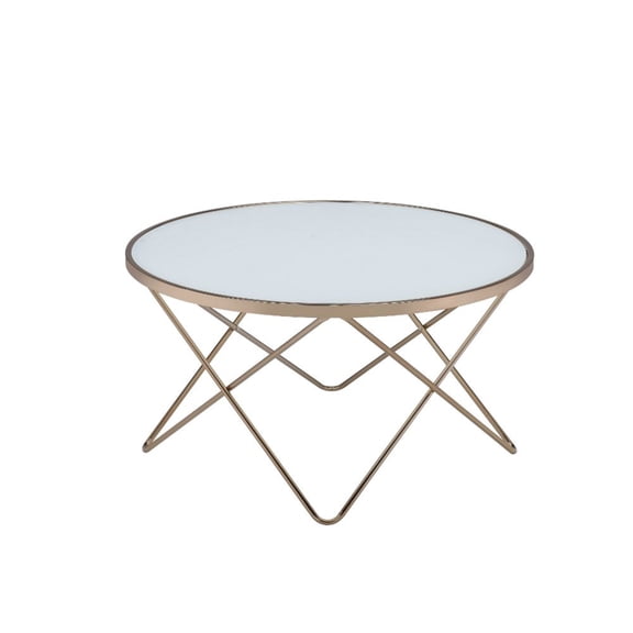 Brielle Champagne Round Coffee Table with Frosted Glass