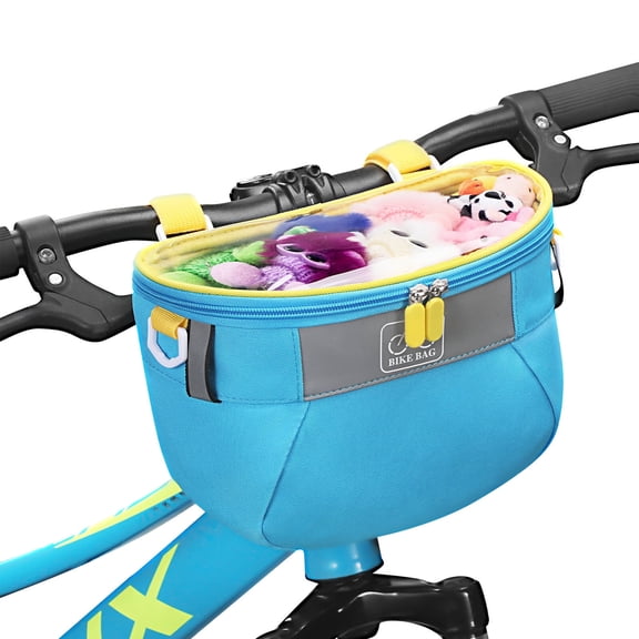 AYAOQIANG Kids Bike Basket,Front Handlebar Bag for Kids Girls Bikes, Semicircle Bike Basket with Zipper for Child Tricycle Bicycle
