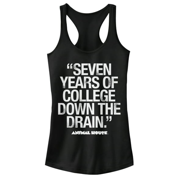 Junior's Animal House Bluto 7 Years Quote  Racerback Tank Top Black 2X Large