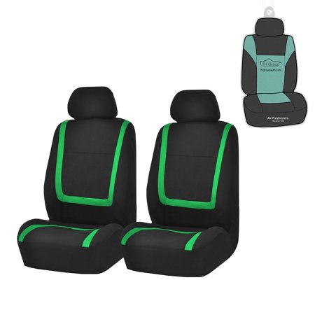 FH Group Unique Polyester Flat Cloth Front Set Low Back Seat Covers with Bonus Air Freshener
