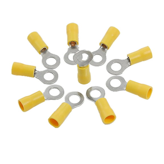 RV 5.5-6 Yellow Sleeve Insulated Ring Terminals Connectors 10Pcs