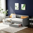 thumbnail image 2 of Zimtown Twin Size Daybed with 2 Storage Drawers and Side Pockets, Upholstered Comfy Sleeper Couch Sofa Bed with Diamond Buttons, Gray, 2 of 12