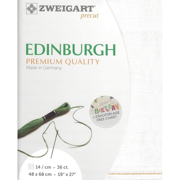 Wizardi Edinburgh 36 Count White 3217/100. Needlework Canvas, Cross-Stitch Fabric, Embroidery Cloth, Needlepoint Canvas. 100% Linen. Precut Zweigart